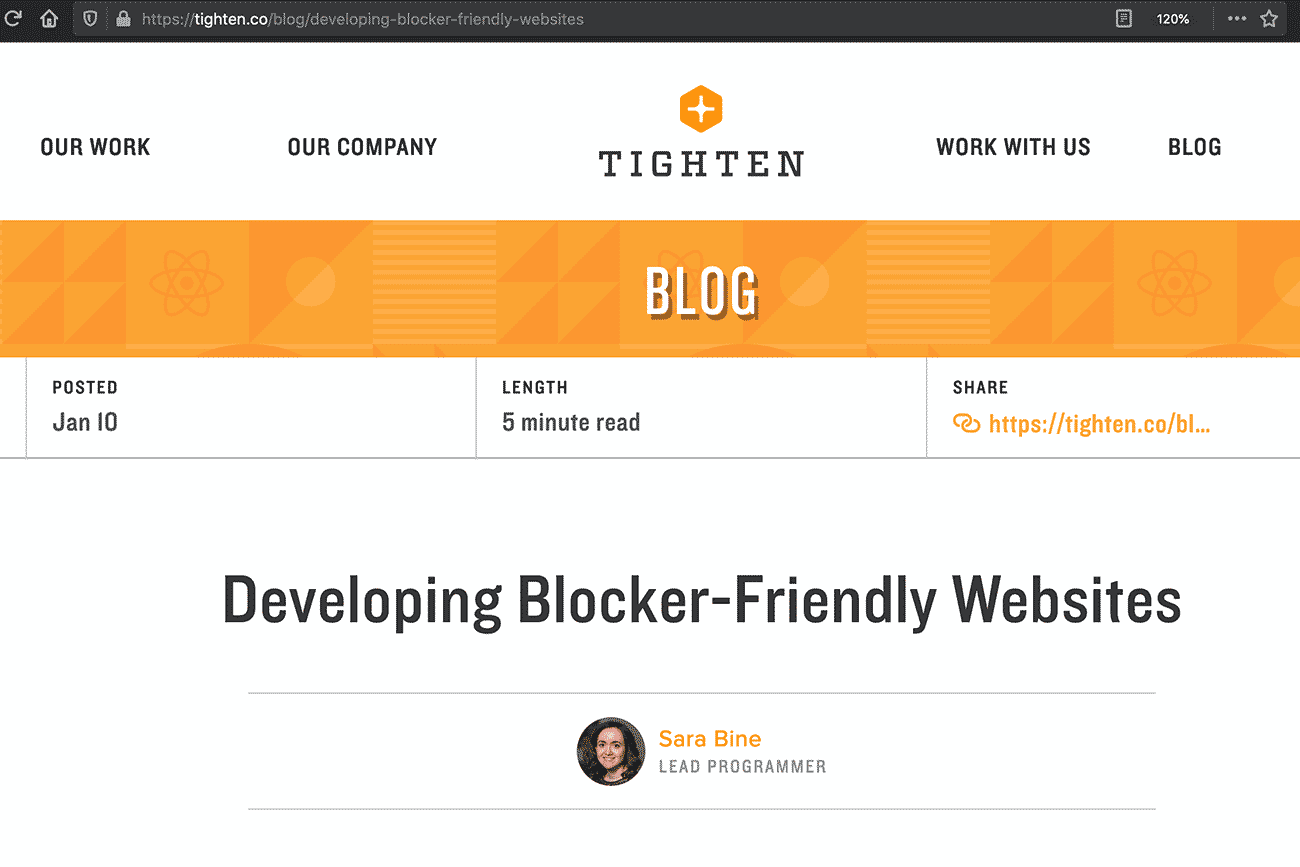blog post url opened in browser